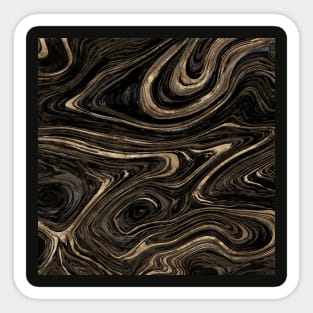 Black and gold Liquid Marble Watercolor Sticker